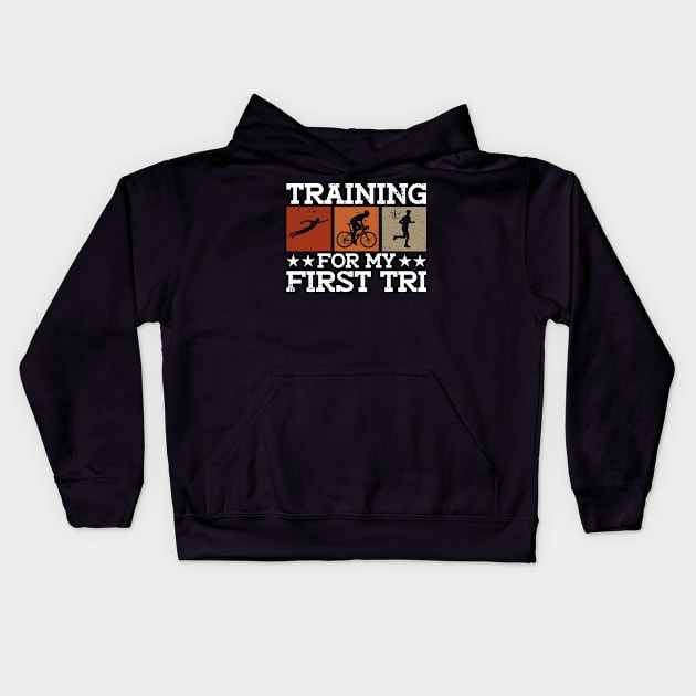 Training For My First Tri - Triathlon Training Triathlete Kids Hoodie by Anassein.os